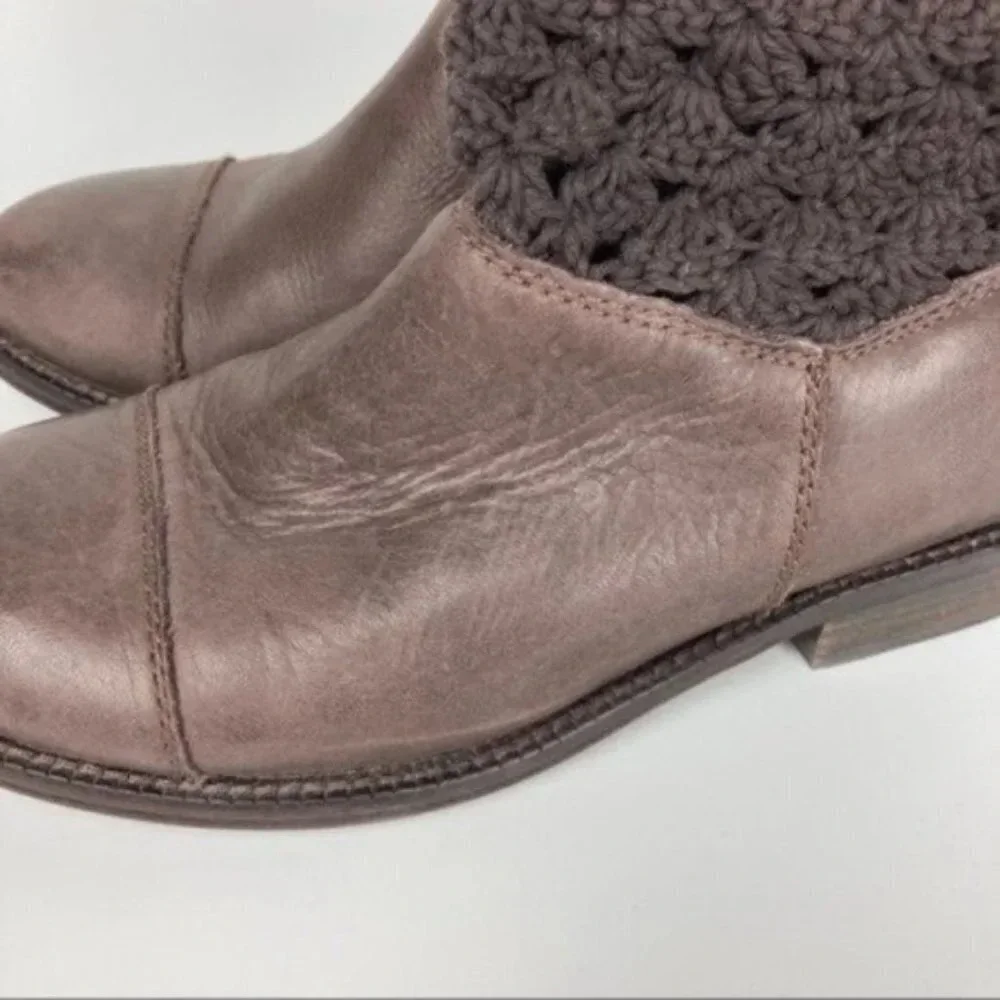 Anthropologie Latigo Carly Crochet Ankle Boots Espresso Sz 6.5M